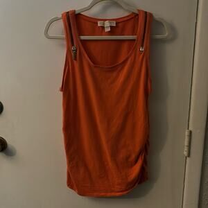 MICHAEL Michael Kors Orange Zip Accent Casual Tank L Dopamine Coconut Girl Boho